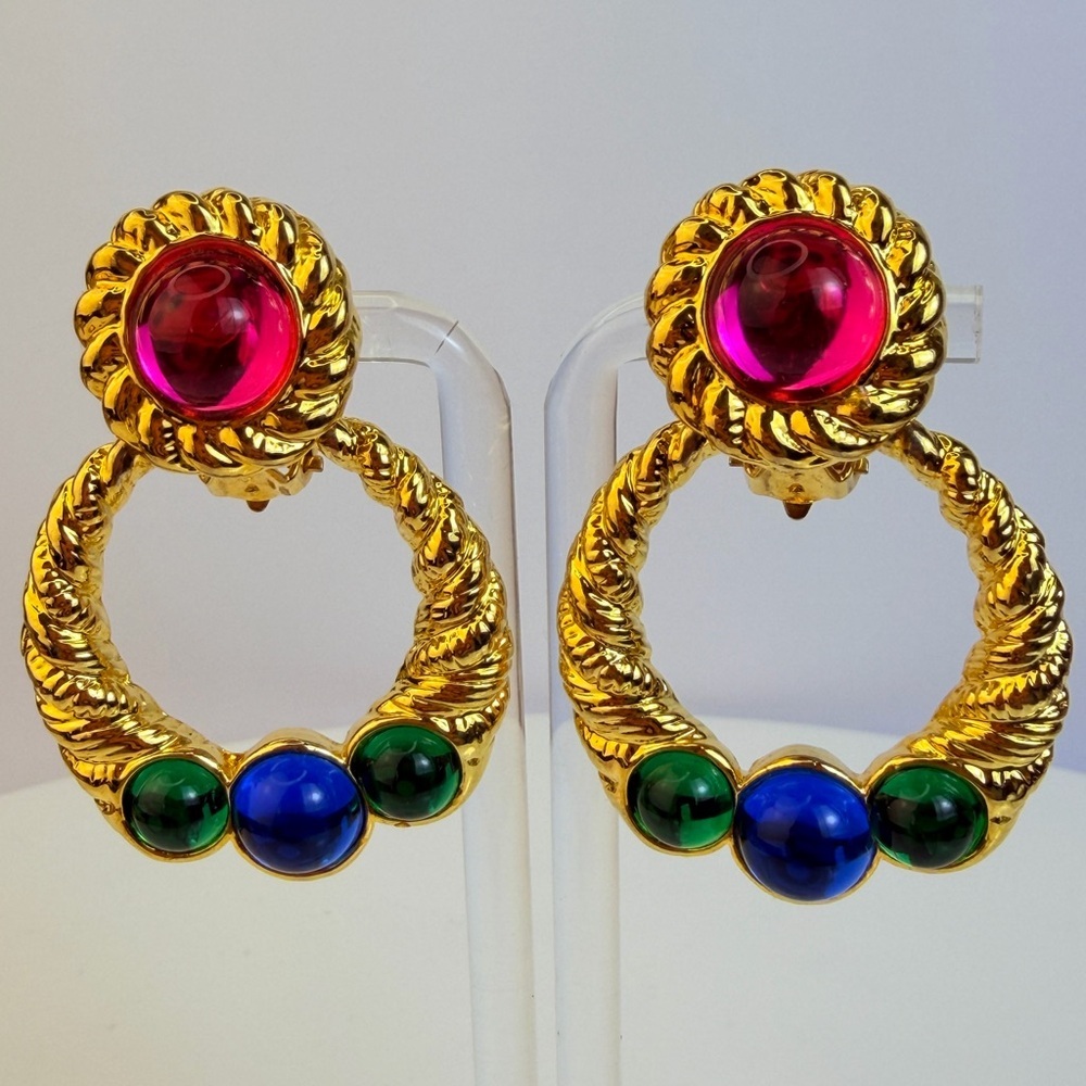 Vintage Gripoix poured glass earrings